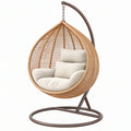 Poltrona sospesa 105 x 105 x 195 cm in rattan beige con struttura in metallo marrone stile boho