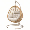 Poltrona sospesa 105 x 105 x 195 cm in rattan naturale e metallo beige - seduta da relax