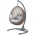 Poltrona sospesa a uovo 105 x 105 x 195 cm in rattan sintetico marrone e metallo nero per esterno