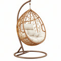 Poltrona sospesa 105 x 105 x 195 cm in rattan marrone con struttura in metallo per interno ed esterno
