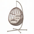 Poltrona sospesa 105x105x195 cm in rattan sintetico marrone con struttura in metallo - stile boho per relax
