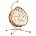 Poltrona sospesa 105 x 105 x 195 cm in rattan naturale beige con struttura in metallo - stile boho da interno