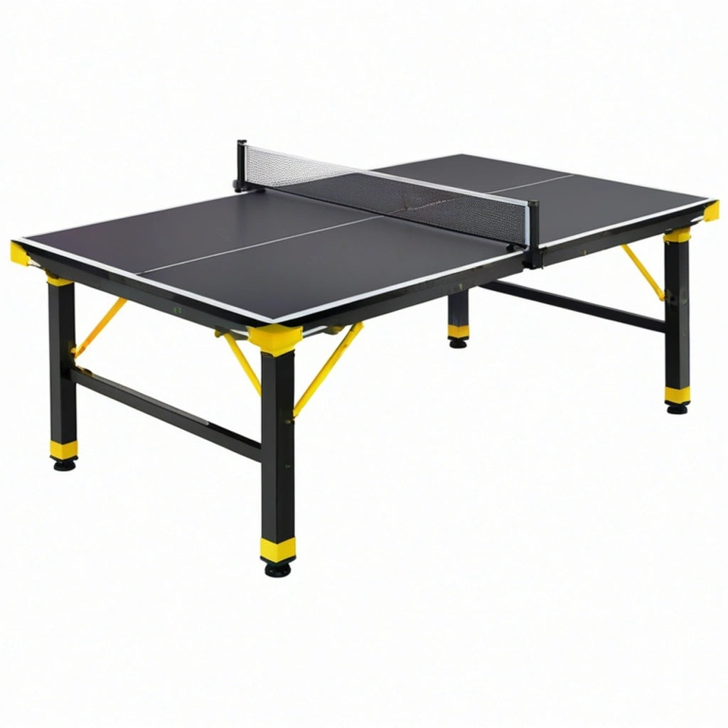 Tavolo da ping pong 274 x 152.5 x 76 cm in MDF nero e giallo per interni con rete