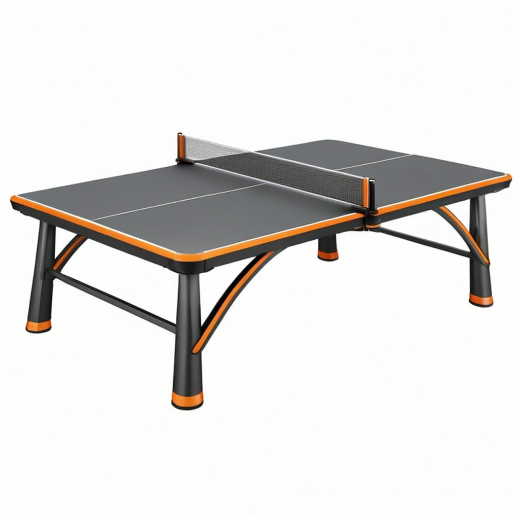 Tavolo da ping pong 274 x 152 x 76 cm in metallo e pannello grigio nero con dettagli arancioni pieghevole