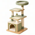 Albero tiragraffi per gatti 60 x 50 x 145 cm in legno verde con colonne in sisal e cuccia