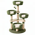 Albero tiragraffi per gatti 60 x 60 x 150 cm in sisal e tessuto verde con piattaforme relax