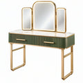 Tavolo da toeletta 120 x 45 x 150 cm con specchio in vetro verde e oro stile moderno