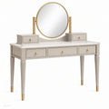 Toeletta con specchio 120 x 45 x 150 cm in legno beige e oro con cassetti stile classico