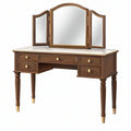 Toeletta 140 cm x 45 cm x 150 cm in legno marrone con specchio triplo e cinque cassetti stile classico
