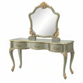 Toeletta con specchio 120 x 45 x 160 cm in legno verde salvia e oro stile classico