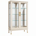 Vetrina 90 x 40 x 180 cm in vetro e legno bianco con ante