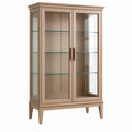 Vetrina 100 x 40 x 180 cm in legno color rovere con ante in vetro stile classico