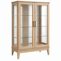 Vetrina 90 x 40 x 160 cm in legno naturale e vetro con ante per soggiorno
