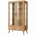 Vetrina 90 x 40 x 180 cm in legno e vetro naturale per soggiorno stile moderno
