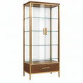 Vetrina 80 x 40 x 180 cm in vetro trasparente marrone e oro con cassetto stile moderno